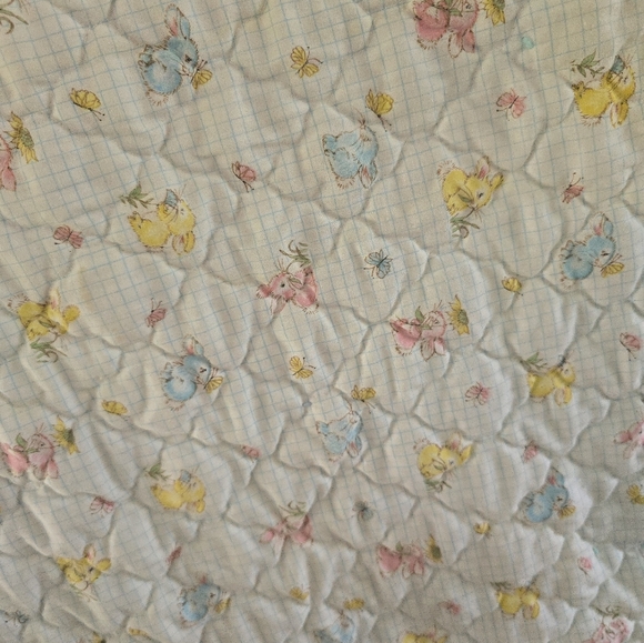 vintage baby crib quilt blanket hand embroidered nursery Cat, Clown, Rabbits *re - Picture 10 of 13